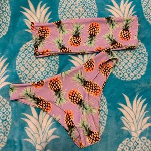 Zaful Pineapple Strapless Bikini Set